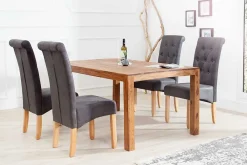 Riess-Ambiente Stühle > Edler Stuhl CASA vintage grau mit Zierknöpfen Massivholzbeine