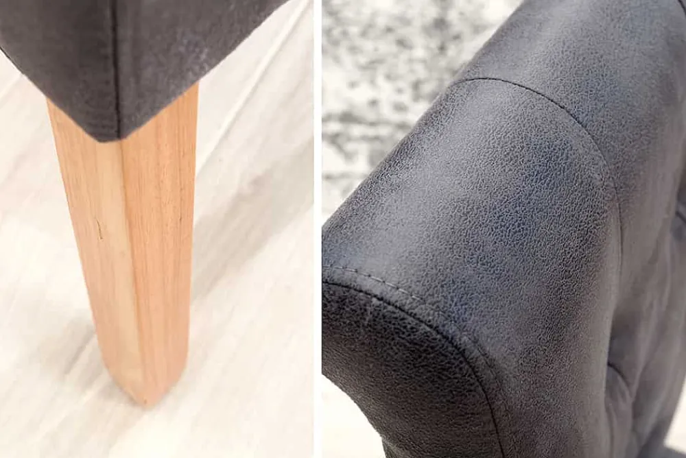 Riess-Ambiente Stühle > Edler Stuhl CASA vintage grau mit Zierknöpfen Massivholzbeine