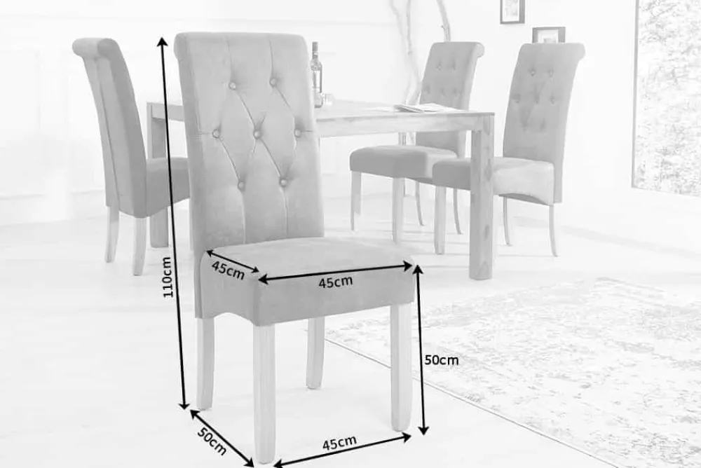 Riess-Ambiente Stühle > Edler Stuhl CASA vintage grau mit Zierknöpfen Massivholzbeine