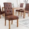 Riess-Ambiente Stühle > Edler Stuhl CASA whisky braun vintage mit Zierknöpfen Massivholzbeine