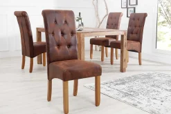 Riess-Ambiente Stühle > Edler Stuhl CASA whisky braun vintage mit Zierknöpfen Massivholzbeine