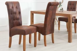 Riess-Ambiente Stühle > Edler Stuhl CASA whisky braun vintage mit Zierknöpfen Massivholzbeine