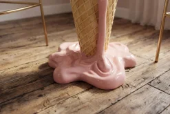 Riess-Ambiente Bartische > Einzigartiger Bartisch ICE CREAM 105cm beige rosa runde Tischplatte Glas handmade
