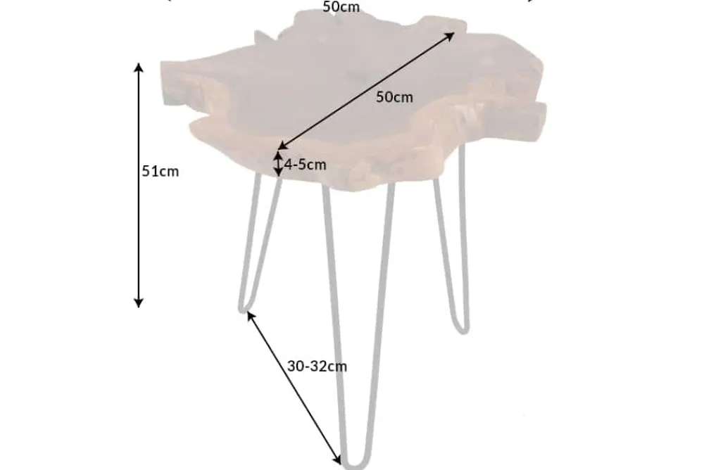 Riess-Ambiente Mehr...|Couchtische > Einzigartiger Beistelltisch WILD 50cm Teak Massivholz Baumscheibe Metallbeine schwarz