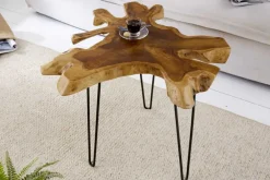Riess-Ambiente Mehr...|Couchtische > Einzigartiger Beistelltisch WILD 60cm Teakholz Baumscheibe Couchtisch