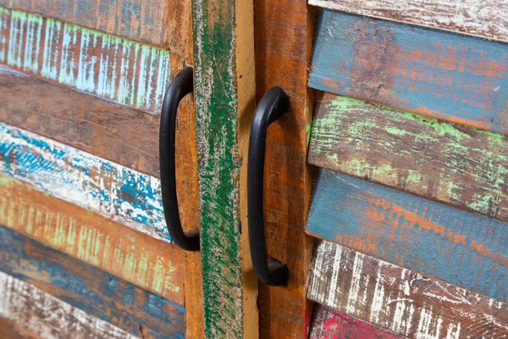 Riess-Ambiente Mehr...|Sideboards & Kommoden > Einzigartiges Sideboard JAKARTA 160cm weiß bunt recyceltes Massivholz aus Fischerbooten