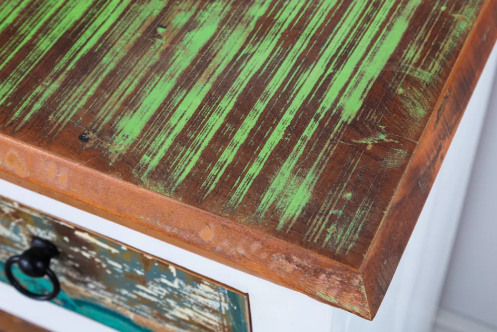 Riess-Ambiente Mehr...|Sideboards & Kommoden > Einzigartiges Sideboard JAKARTA 160cm weiß bunt recyceltes Massivholz aus Fischerbooten