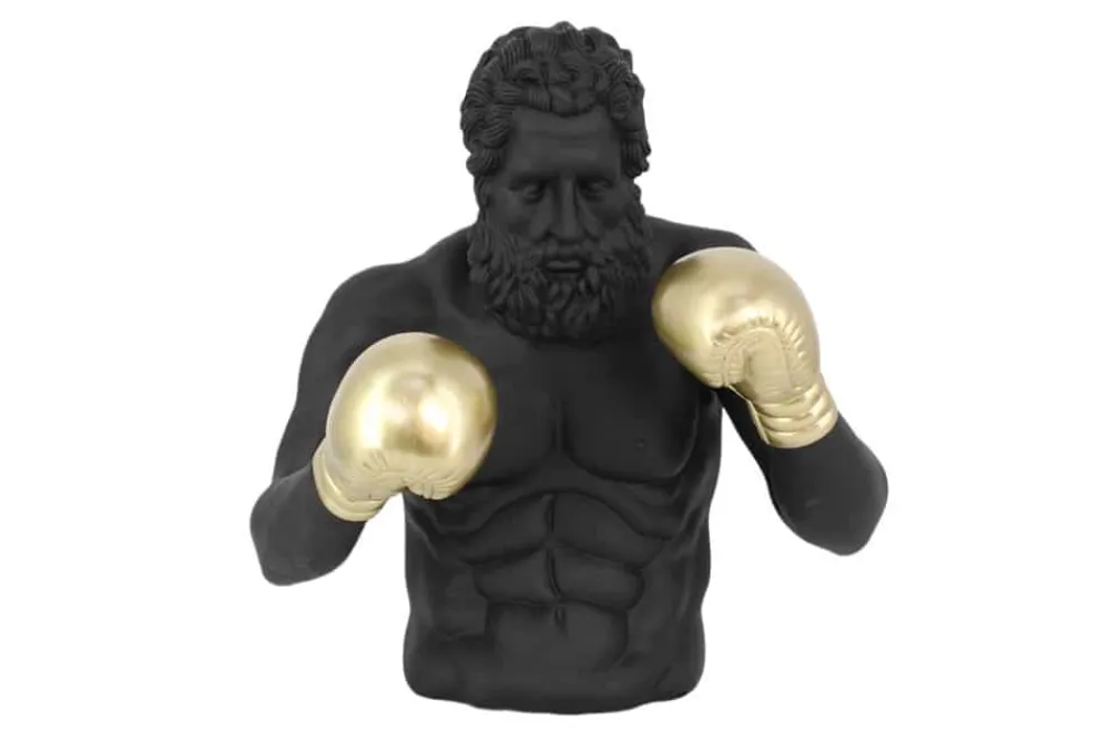 Riess-Ambiente Dekoration > Einzigartige Statue BOXER 50cm schwarz gold handmade Skulptur Deko-Figur