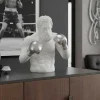 Riess-Ambiente Dekoration > Einzigartige Statue BOXER 50cm weiß silber handmade Skulptur Deko-Figur