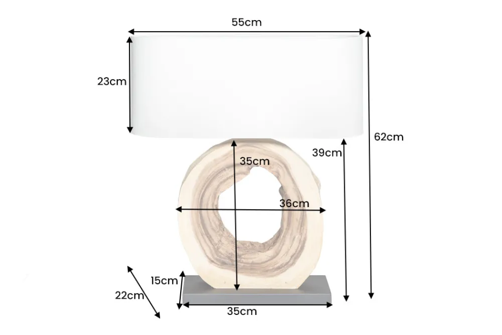 Riess-Ambiente Mehr...|Mehr... > Einzigartige Tischlampe ORGANIC ARTWORK 65cm natur creme weiß Regenbaum mit Leinenschirm