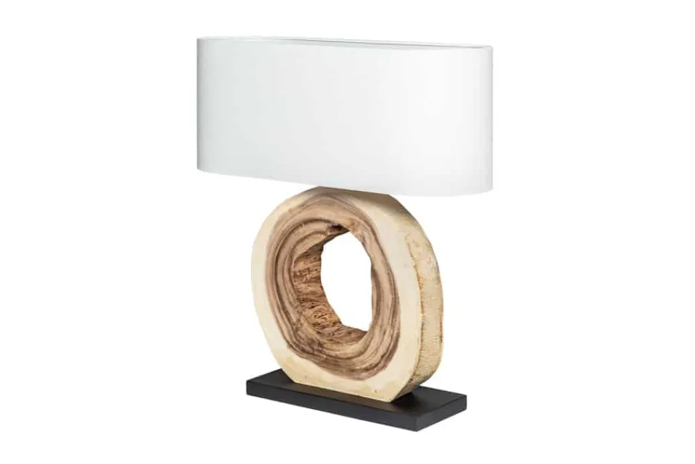 Riess-Ambiente Mehr...|Mehr... > Einzigartige Tischlampe ORGANIC ARTWORK 65cm natur creme weiß Regenbaum mit Leinenschirm