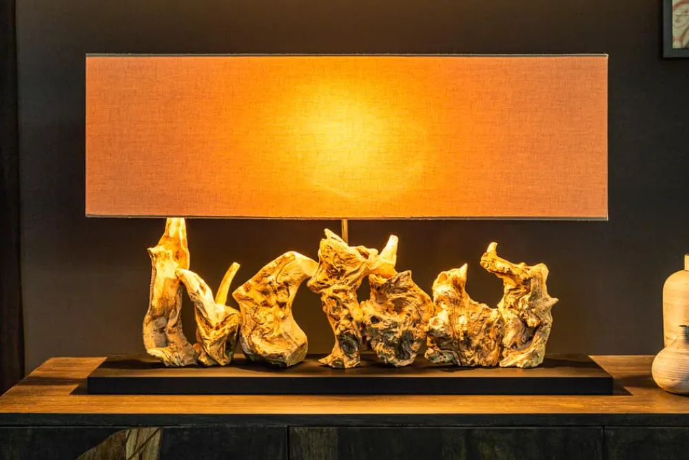 Riess-Ambiente Mehr...|Mehr... > Einzigartige Treibholz Tischlampe PURE UNIQUE 80cm beige mit Leinenschirm