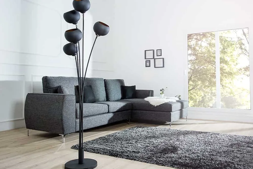 Riess-Ambiente Goldene Möbel|Retro Möbel > Elegante Design Stehlampe MAGMA 170cm schwarz gold Stehleuchte