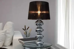 Riess-Ambiente Tischlampen > Elegante Design Tischlampe MIA 60cm silber Tischleuchte Stoffschirm