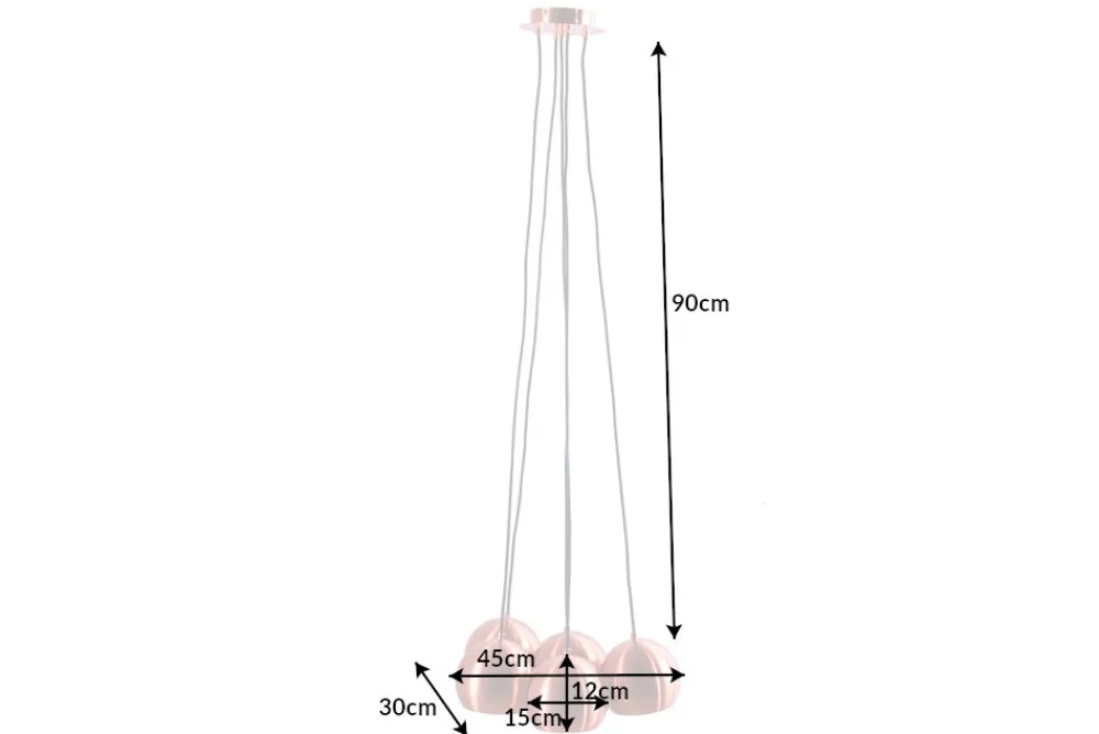 Riess-Ambiente Hängelampen|Retro Möbel > Elegante Hängelampe PERLOTTA kupfer mit 5 Schirmen Kugelleuchte