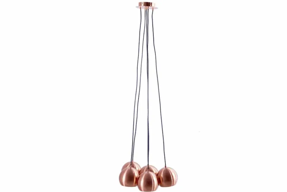 Riess-Ambiente Hängelampen|Retro Möbel > Elegante Hängelampe PERLOTTA kupfer mit 5 Schirmen Kugelleuchte