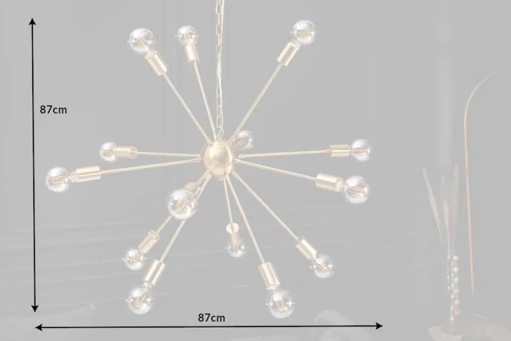 Riess-Ambiente Goldene Möbel|Hängelampen > Elegante Hängelampe SPUTNIK 87cm gold mit 14 Leuchtarmen