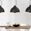 Riess-Ambiente Goldene Möbel|Hängelampen > Elegante Hängelampe STUDIO 3 110cm schwarz Blattgold-Optik drei Schirme