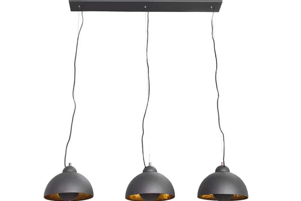 Riess-Ambiente Goldene Möbel|Hängelampen > Elegante Hängelampe STUDIO 3 110cm schwarz Blattgold-Optik drei Schirme