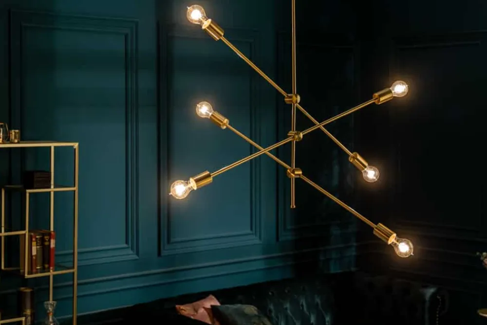 Riess-Ambiente Goldene Möbel|Hängelampen > Elegante Hängelampe VARIATION 128cm gold mit sechs schwenkbaren Leuchten