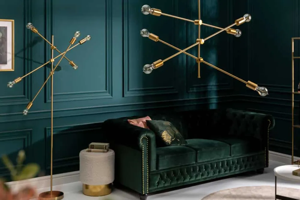 Riess-Ambiente Goldene Möbel|Hängelampen > Elegante Hängelampe VARIATION 128cm gold mit sechs schwenkbaren Leuchten