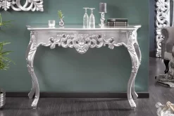 Riess-Ambiente Konsolentische > Elegante Konsole VENICE 110cm silber Barock Design Anrichte handgearbeitet