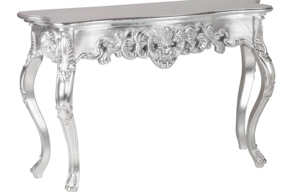 Riess-Ambiente Konsolentische > Elegante Konsole VENICE 110cm silber Barock Design Anrichte handgearbeitet