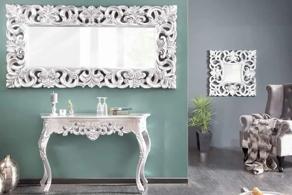 Riess-Ambiente Konsolentische > Elegante Konsole VENICE 110cm silber Barock Design Anrichte handgearbeitet