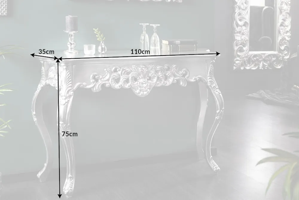 Riess-Ambiente Konsolentische > Elegante Konsole VENICE 110cm silber Barock Design Anrichte handgearbeitet