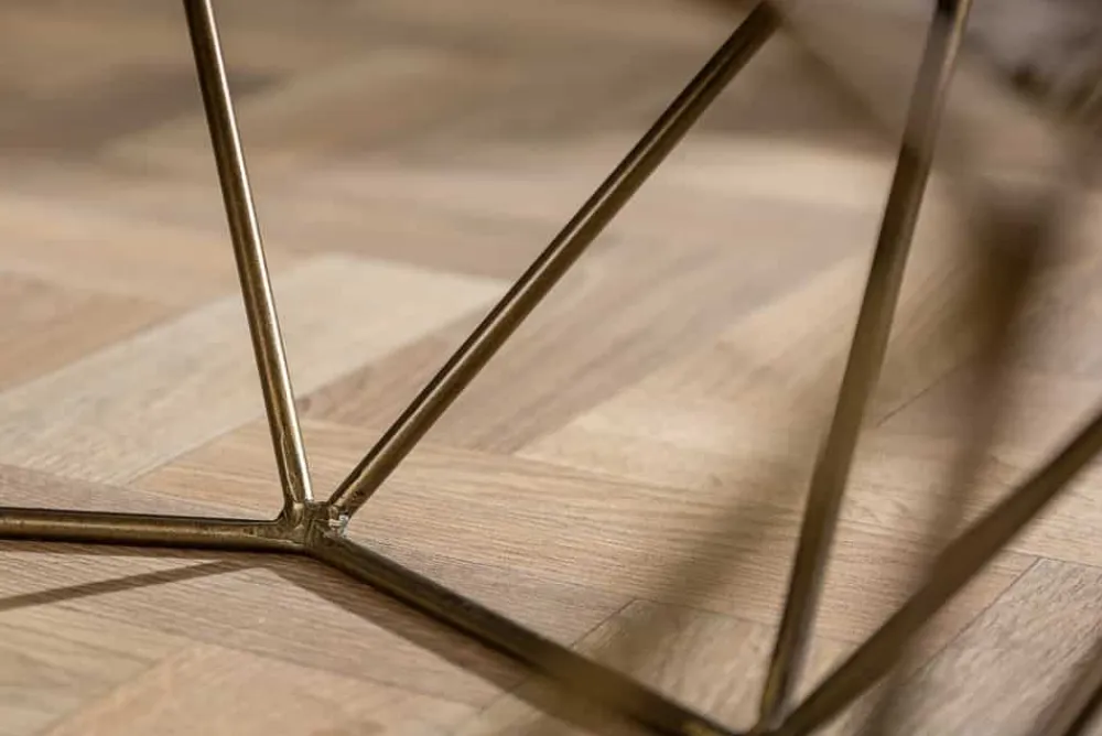 Riess-Ambiente Goldene Möbel|Couchtische & Truhen > Eleganter Couchtisch DIAMOND 70cm grün messing mit Marmorplatte