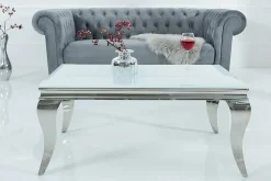 Riess-Ambiente Couchtische & Truhen > Eleganter Couchtisch MODERN BAROCK 100cm silber mit weißem Opalglas