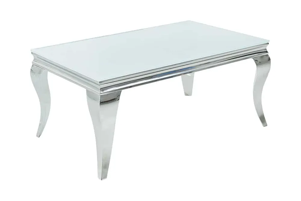 Riess-Ambiente Couchtische & Truhen > Eleganter Couchtisch MODERN BAROCK 100cm silber mit weißem Opalglas