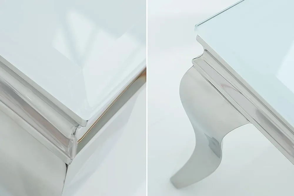 Riess-Ambiente Couchtische & Truhen > Eleganter Couchtisch MODERN BAROCK 100cm silber mit weißem Opalglas