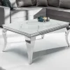 Riess-Ambiente Couchtische & Truhen > Eleganter Couchtisch MODERN BAROCK 100cm Glasplatte in Marmoroptik Edelstahlbeine