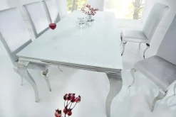 Riess-Ambiente Esstische > Eleganter Design Esstisch MODERN BAROCK 200cm weiß Edelstahl Opalglas Tischplatte