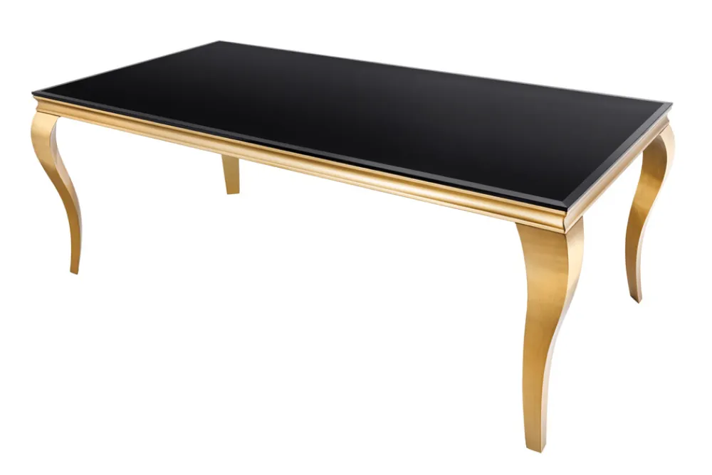 Riess-Ambiente Esstische > Eleganter Design Esstisch MODERN BAROCK 200cm schwarz gold Edelstahl Opalglas Tischplatte