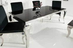 Riess-Ambiente Esstische > Eleganter Design Esstisch MODERN BAROCK 200cm schwarz Edelstahl Opalglas Tischplatte