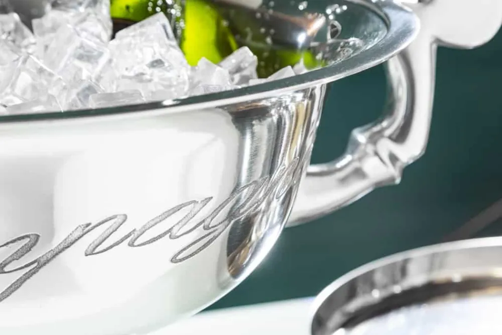 Riess-Ambiente Dekoration > Eleganter Design Sektkühler CHAMPAGNE 40cm silber poliert Flaschenkühler