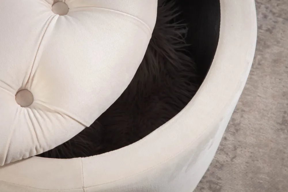 Riess-Ambiente Sitzhocker|Samt Möbel > Eleganter Hocker MODERN BAROCK 50cm champagner beige Samt Aufbewahrungkorb