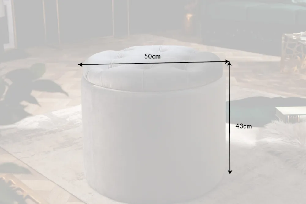 Riess-Ambiente Sitzhocker|Samt Möbel > Eleganter Hocker MODERN BAROCK 50cm silbergrau Samt Aufbewahrungkorb