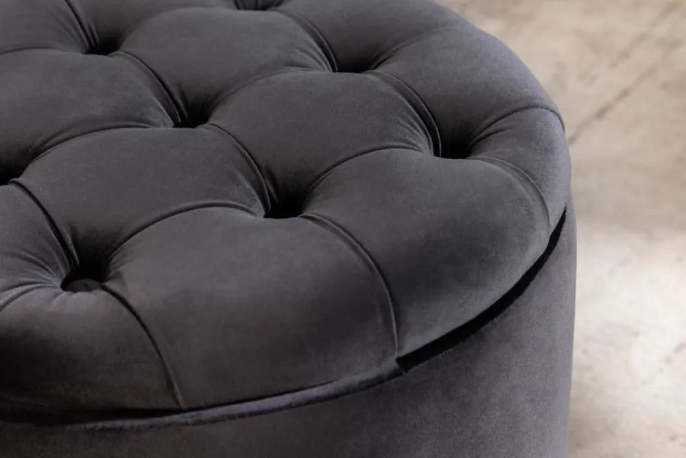 Riess-Ambiente Sitzhocker|Samt Möbel > Eleganter Hocker MODERN BAROCK 50cm schwarz Samt Aufbewahrungkorb