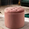 Riess-Ambiente Sitzhocker|Samt Möbel > Eleganter Hocker MODERN BAROCK 50cm altrosa Samt Aufbewahrungkorb