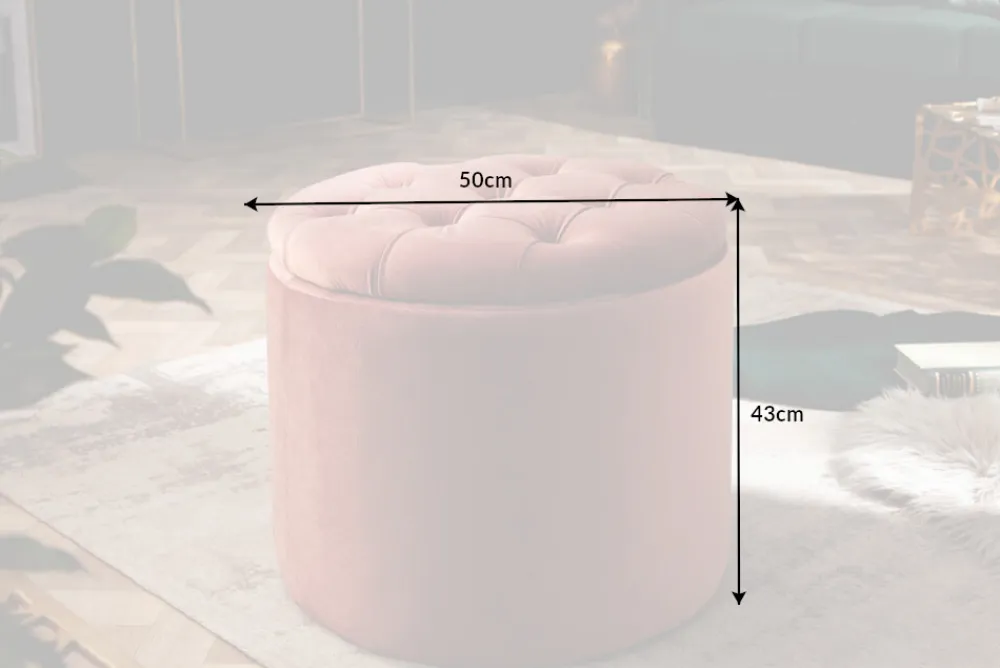 Riess-Ambiente Sitzhocker|Samt Möbel > Eleganter Hocker MODERN BAROCK 50cm altrosa Samt Aufbewahrungkorb