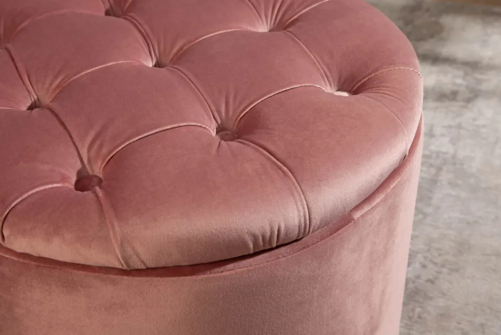 Riess-Ambiente Sitzhocker|Samt Möbel > Eleganter Hocker MODERN BAROCK 50cm altrosa Samt Aufbewahrungkorb