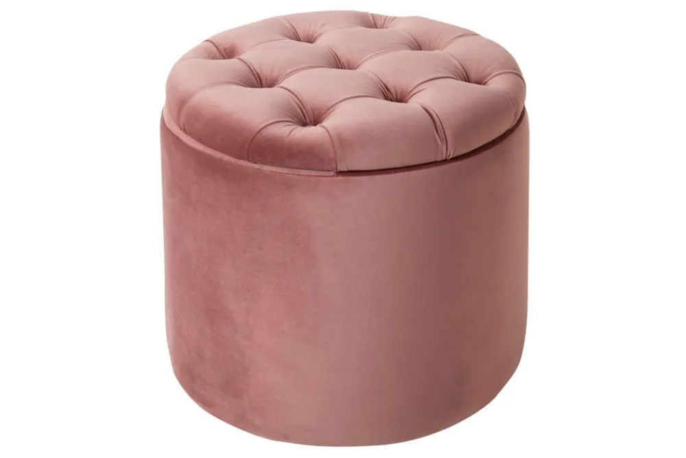 Riess-Ambiente Sitzhocker|Samt Möbel > Eleganter Hocker MODERN BAROCK 50cm altrosa Samt Aufbewahrungkorb