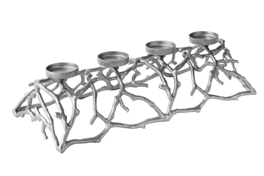 Riess-Ambiente Kerzenständer > Eleganter Kerzenhalter ABSTRACT 60cm silber für 4 Kerzen