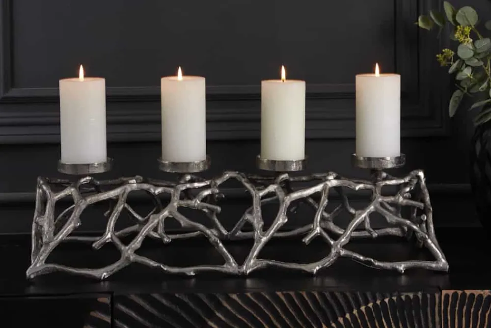 Riess-Ambiente Kerzenständer > Eleganter Kerzenhalter ABSTRACT 60cm silber für 4 Kerzen