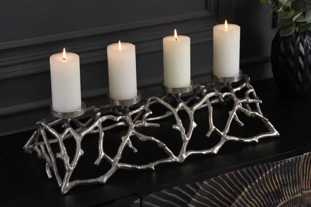 Riess-Ambiente Kerzenständer > Eleganter Kerzenhalter ABSTRACT 60cm silber für 4 Kerzen
