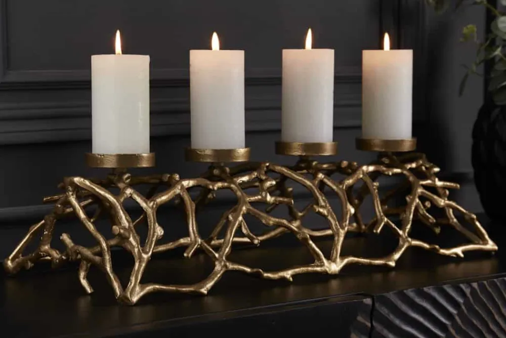 Riess-Ambiente Goldene Möbel|Kerzenständer > Eleganter Kerzenhalter ABSTRACT 60cm gold für 4 Kerzen