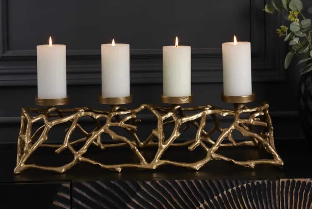 Riess-Ambiente Goldene Möbel|Kerzenständer > Eleganter Kerzenhalter ABSTRACT 60cm gold für 4 Kerzen